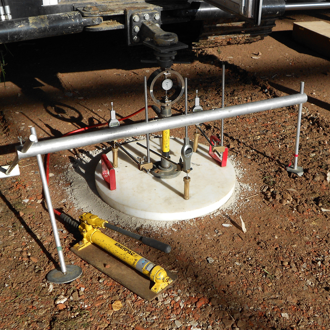 Plaatproef met hydraulische vijzel